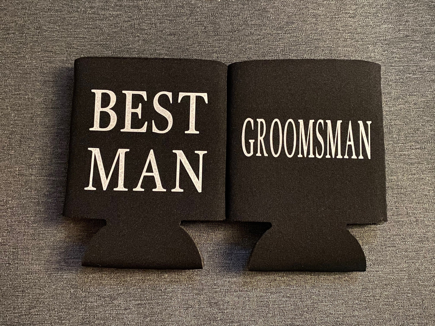 Groom, Groomsman, Best Man Can Holders, Wedding, Koozies, Cozies, Favors, Gifts. Gift Ideas, Proposal, Custom, Personalized
