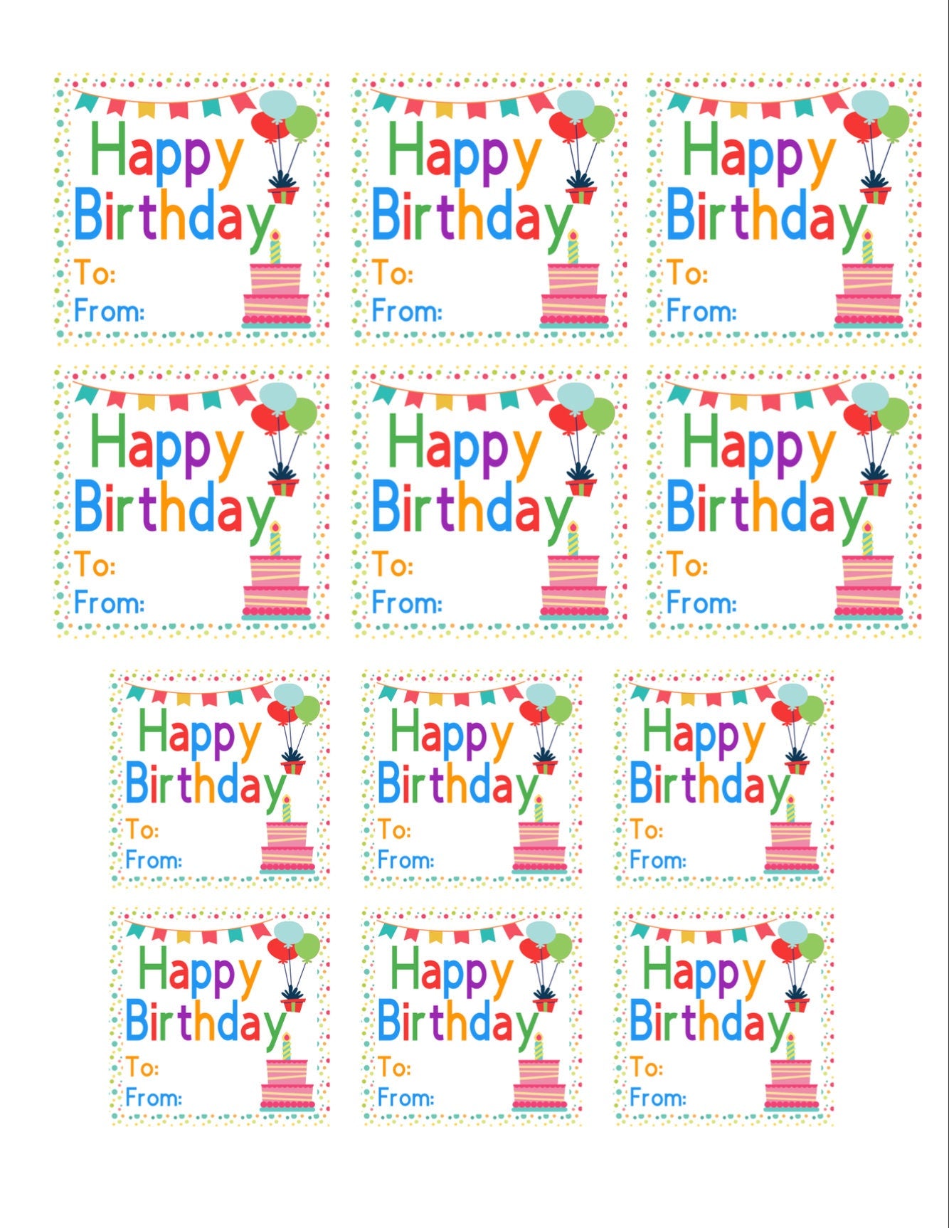 PRINTABLE Birthday Gift Tag, Custom Gift Tag, Personalized Gift Tag, Birthday Party Gift Tag