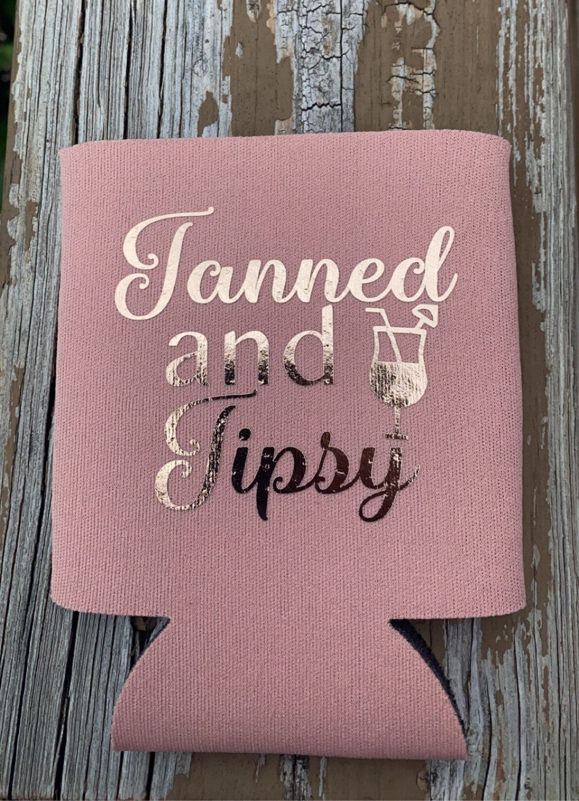 Tanned and Tipsy Can Holder, Summer Koozie, Beach Koozie