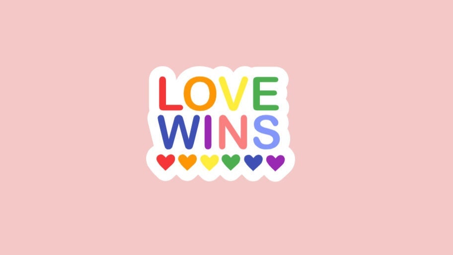 Love Wins Sticker/Waterproof Sticker/Equality/Rainbow/Pride/For Laptops, Water Bottles, Notebooks, and More/Gifts