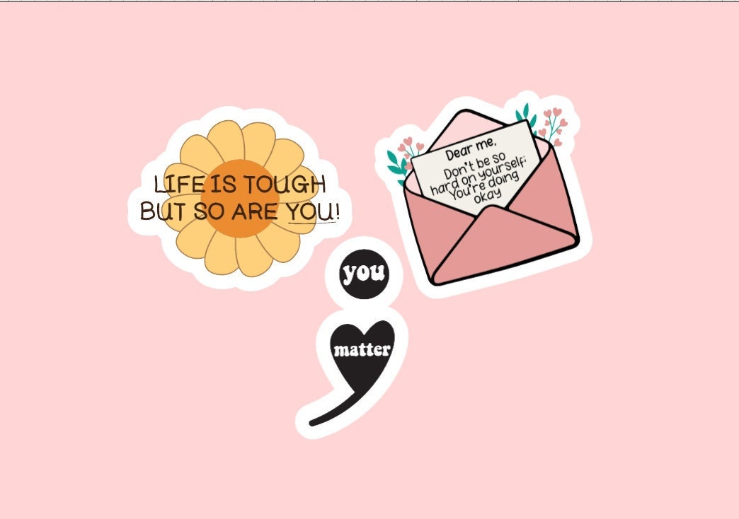 Mental Health Awareness Stickers ~ Waterproof ~ Anxiety ~ Positive Quotes ~ You Matter ~ Strong ~ Laptop Decals ~ Water Bottles ~ Notebooks