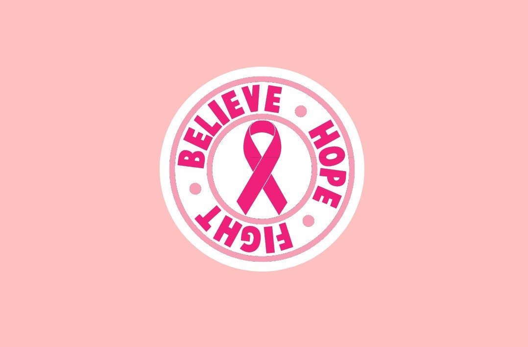Breast Cancer Ribbon Sticker ~ Waterproof ~ Believe ~ Hope ~ Fight ~ Cure ~ Awareness ~ Laptop ~ Water Bottle ~ Decals ~ Notebook ~ Car