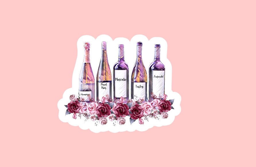 Wine Watercolor Sticker ~ Waterproof ~ Floral ~ Waterslide ~ Wine Design ~ Laptop ~ Water Bottle ~ Notebook ~ Decal ~ Gift Ideas