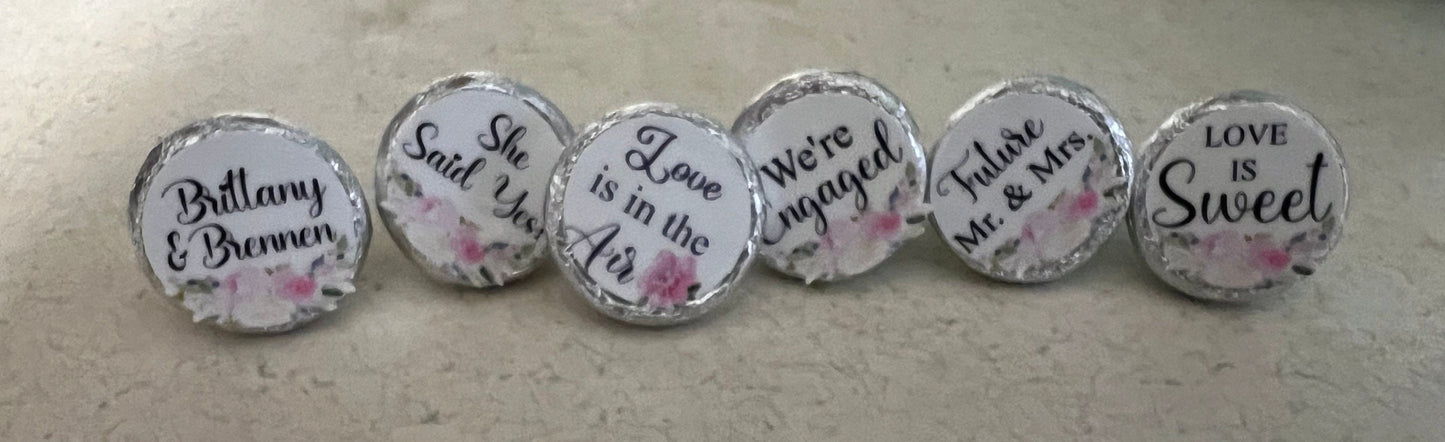 80 Hershey Kiss Stickers ~ Floral ~ Engagement Party ~ Wedding ~ Bridal Shower ~ Favors ~ Labels ~ She Said Yes ~ Candy Not Included ~ Gifts