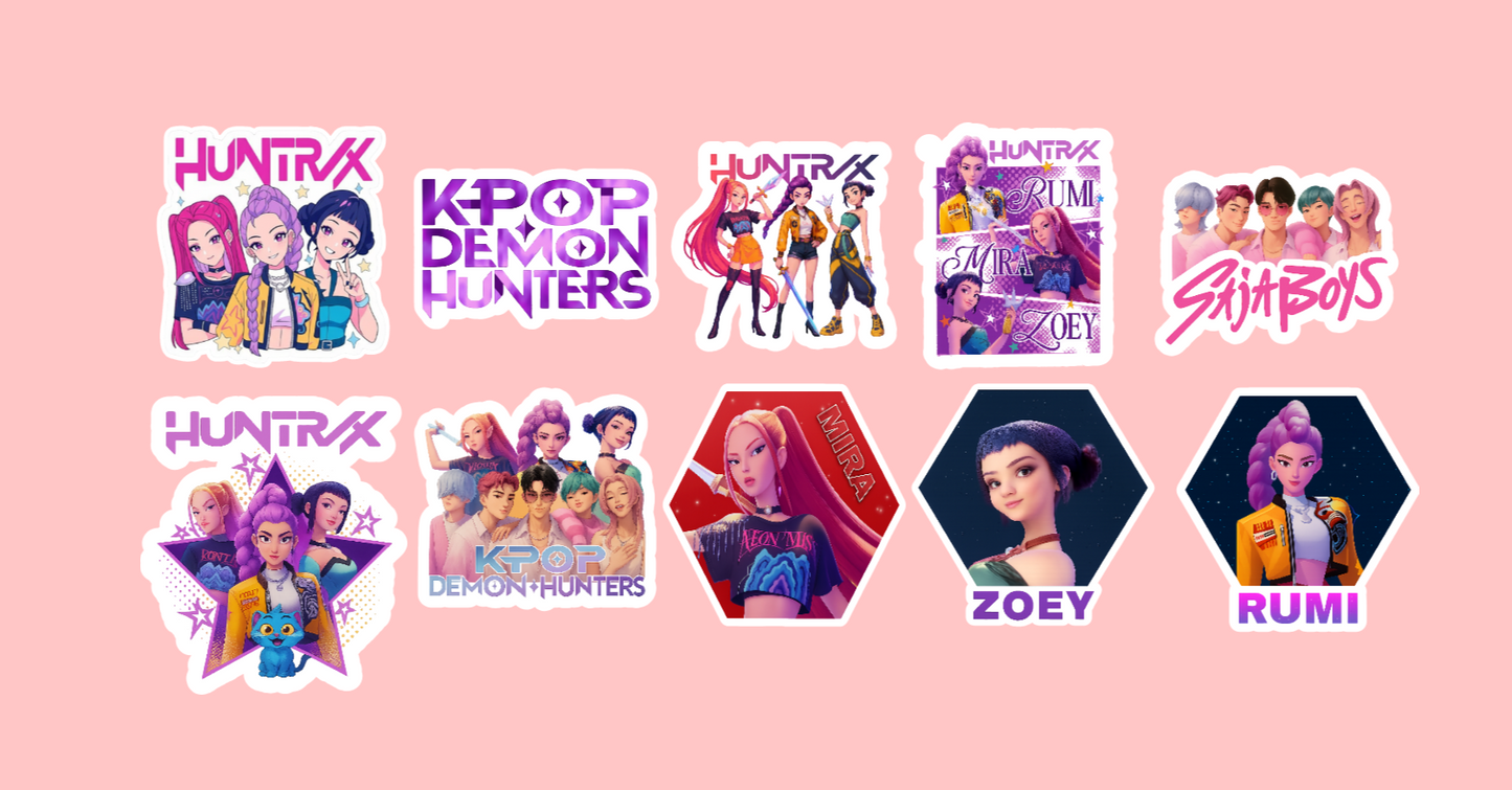 Huntrix Sticker Bundle ~ Waterproof Sticker Pack ~ Demon Hunters ~ Includes all 10 Stickers ~ Gift Ideas For Kids, Teens, and Adults
