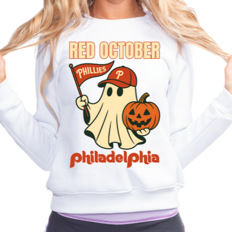 Red October Shirt ~ Halloween Ghost ~ Philadelphia ~ T-Shirt ~ Sweatshirt ~ Spooky ~ Baseball