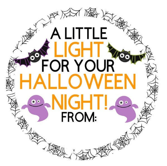 PRINTABLE Light for Halloween Night Gift Tag, Halloween, Glow Sticks, For Students, Teachers, Class