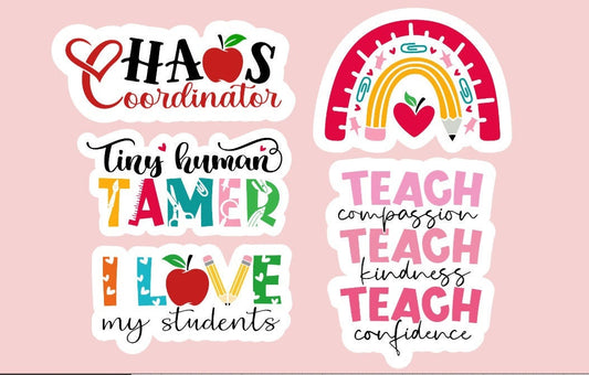 Teacher Stickers ~ Waterproof ~ Tiny Human Tamer ~ Chaos Coordinator ~ Laptops ~ Water Bottles ~ Hydroflasks ~ Gifts ~ Students ~ Decals