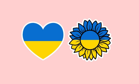 Ukraine Flag Waterproof Vinyl Stickers ~ Sunflower ~ Heart ~ Laptop ~ Water Bottle ~ Support ~ Decal (Donated to Crisis Relief Fund)