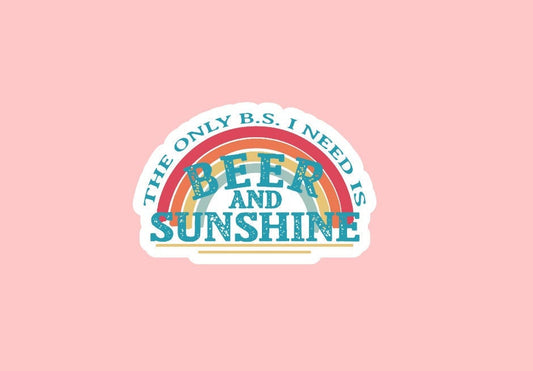 Beer and Sunshine Vinyl Sticker ~ Summer ~ Waterproof ~ Alcohol ~ Rainbow ~ Laptop Decals ~ Water Bottles ~ Hydroflask ~ Notebook ~ Gifts