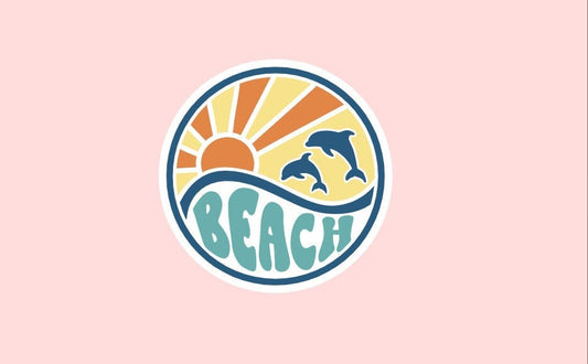 Beach Sticker ~ Waterproof ~ Summer ~ Dolphins ~ Sun ~ Season ~ Laptop ~ Water Bottle ~ Notebook ~ Decal ~ Gift Ideas