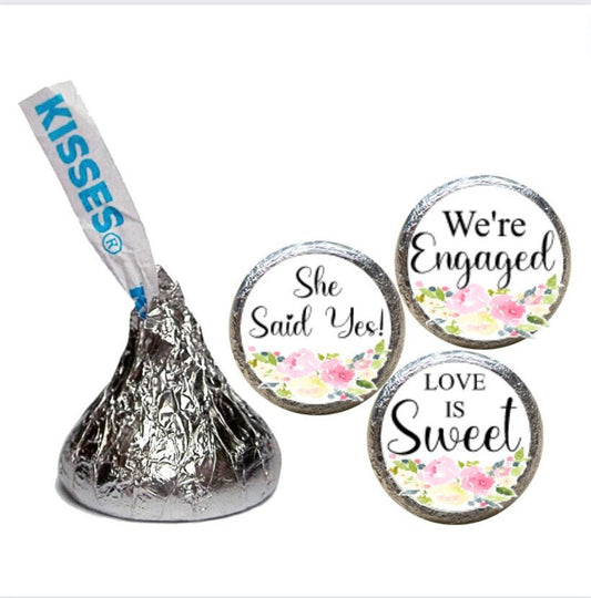 80 Hershey Kiss Stickers ~ Floral ~ Engagement Party ~ Wedding ~ Bridal Shower ~ Favors ~ Labels ~ She Said Yes ~ Candy Not Included ~ Gifts